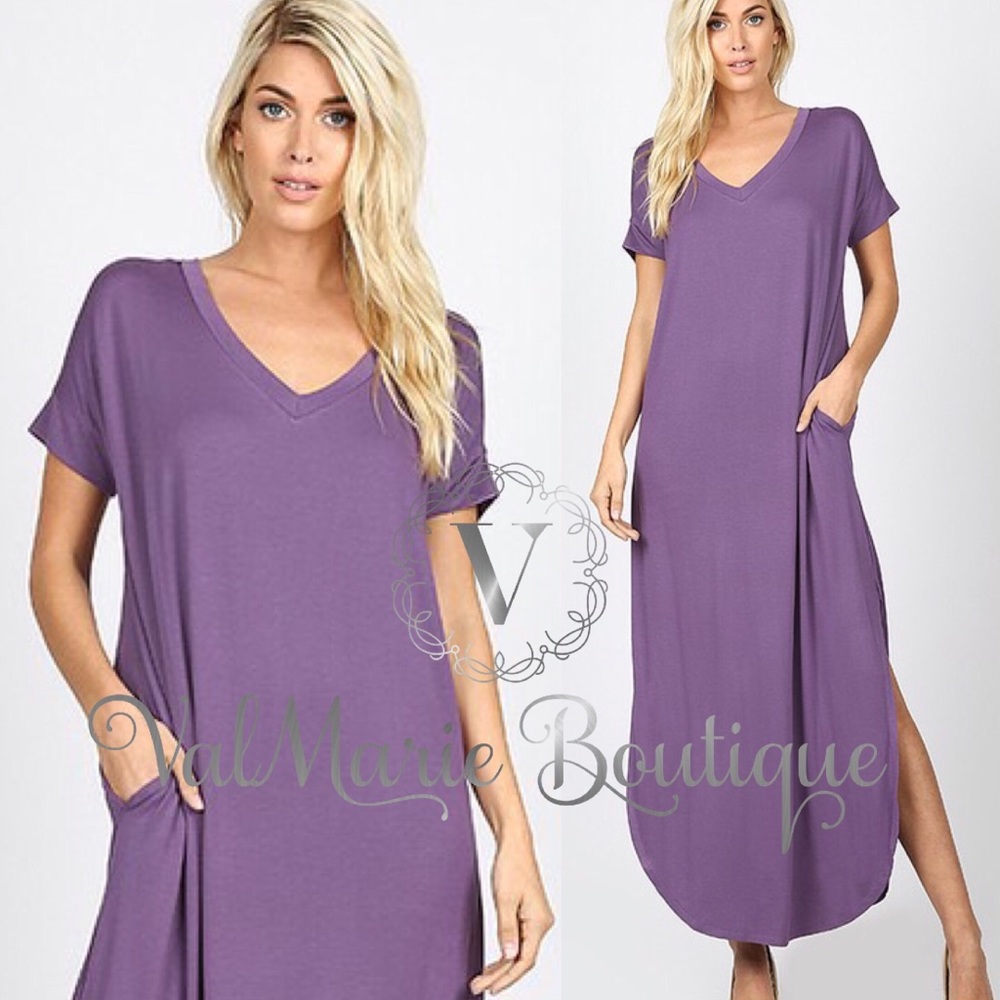 Dusty purple oversized solid boho maxi dress - Picture 1 of 2